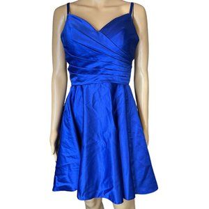 Loyeloy Cocktail Fit & Flare Mini Dress Small S Blue Pleated Straps Lined